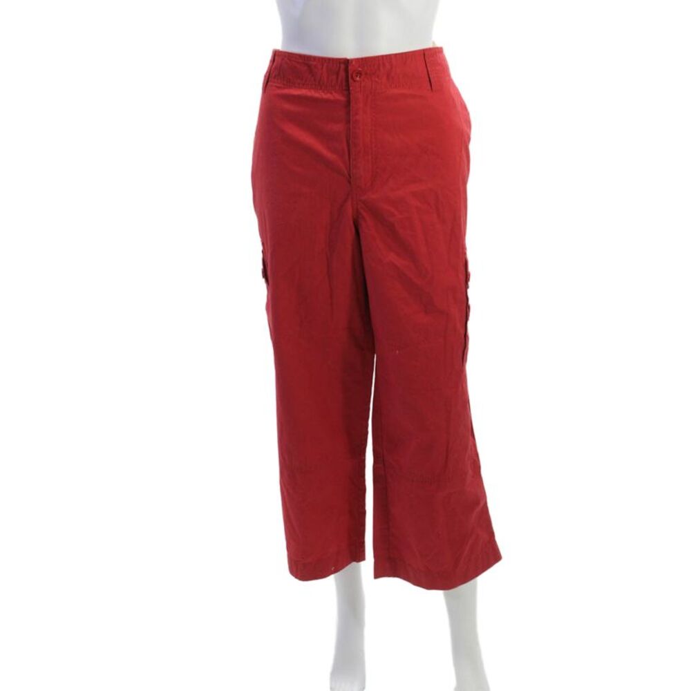 Lauren Jeans Company Womens Plus Cropped Cargo Pants Red 100% Cotton Size 16
